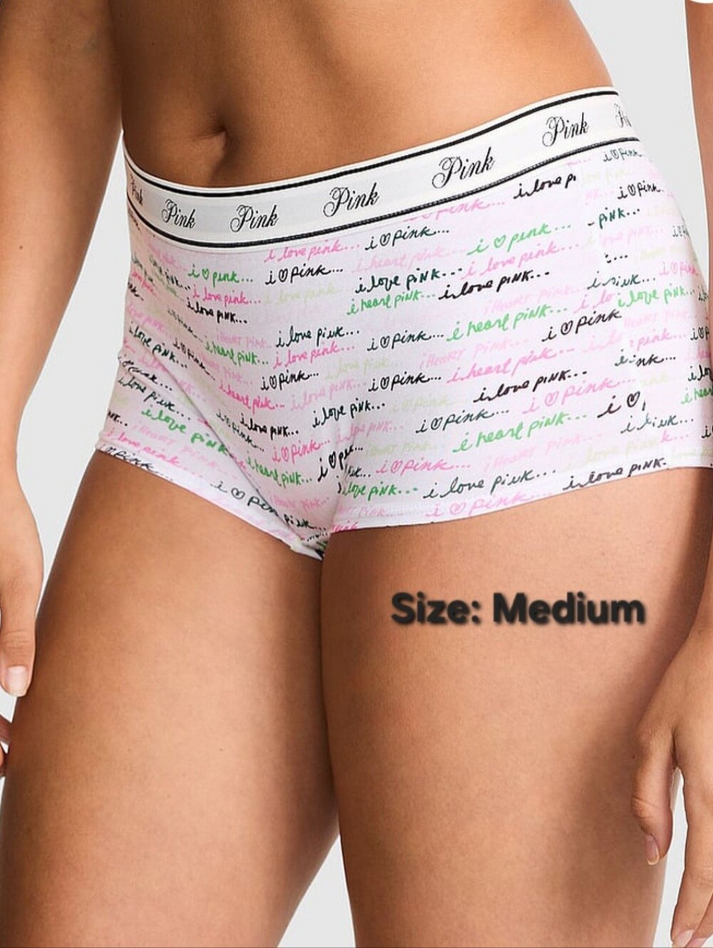 NWT Victoria's Secret PINK Logo Cotton Waist Boyshort Panty Size Medium